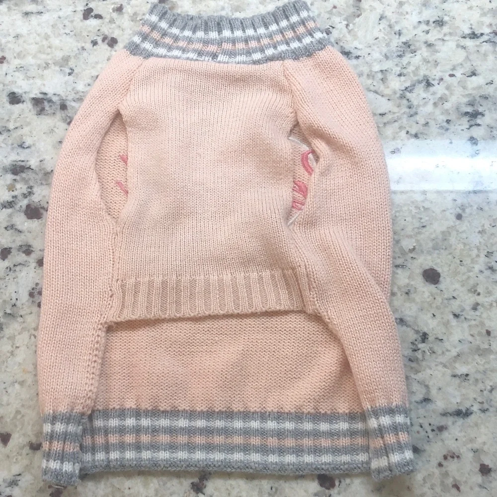 Pet Fashion Cozy Pink Fluffy Patterned Dog Sweaters Clothes Set of 3 Size S Comb